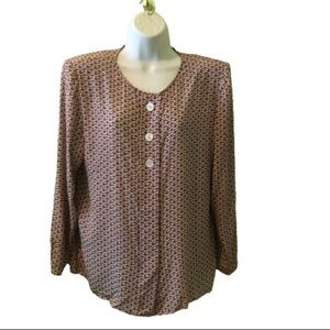 VINTAGE Valentino Silk Blend Blouse 1980s Shoulder Pads